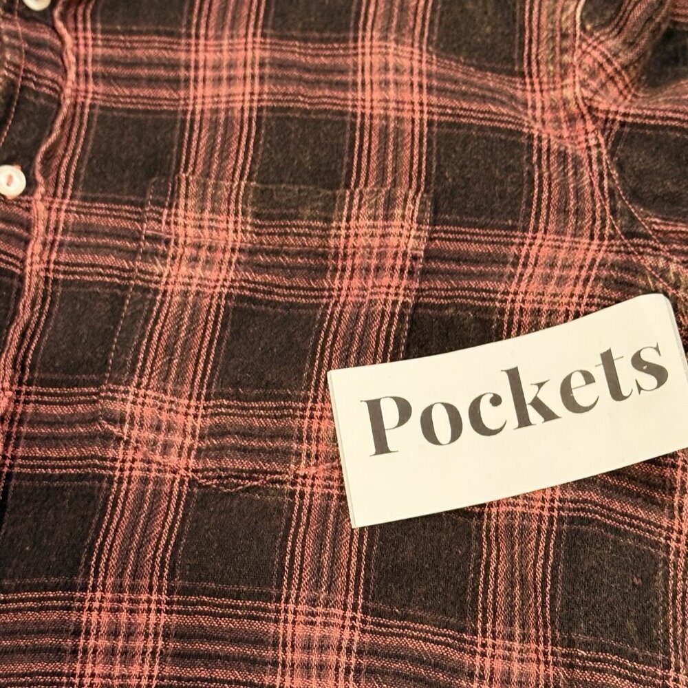 NWT Sundry Button Down Plaid Cotton Pink Black Shirt Womens size 1 Small - Picture 9 of 11